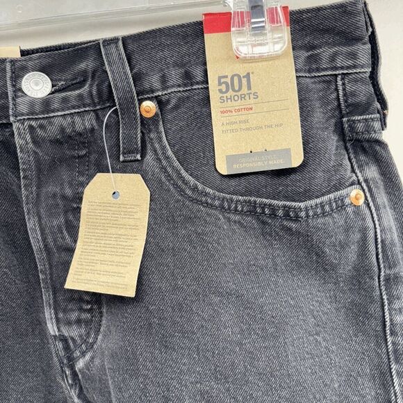 NWT Levi's Women's 501 Original High-Rise Jean Shorts - Lunar Black - Size 27 - Picture 4 of 6